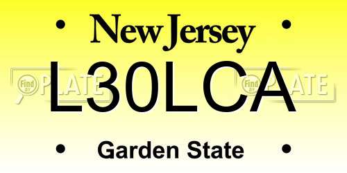 L30LCA New Jersey License Plate