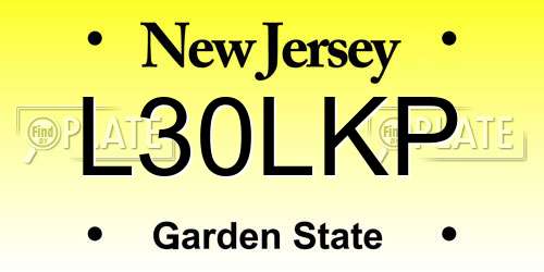 L30LKP New Jersey License Plate