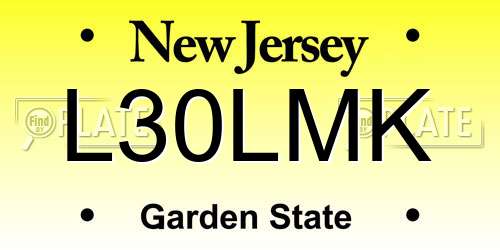 L30LMK New Jersey License Plate
