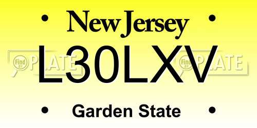 L30LXV New Jersey License Plate