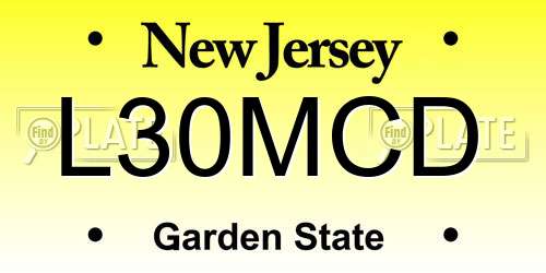 L30MCD New Jersey License Plate