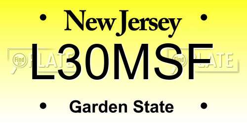 L30MSF New Jersey License Plate