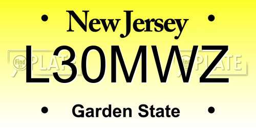 L30MWZ New Jersey License Plate