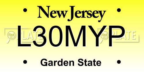 L30MYP New Jersey License Plate