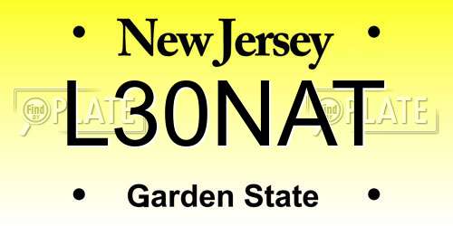 L30NAT New Jersey License Plate