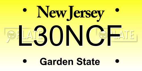 L30NCF New Jersey License Plate
