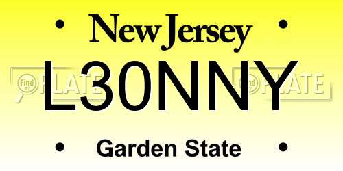 L30NNY New Jersey License Plate