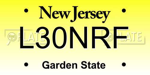 L30NRF New Jersey License Plate