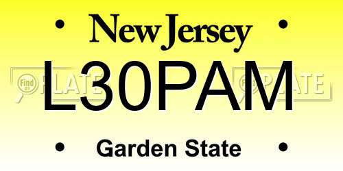 L30PAM New Jersey License Plate