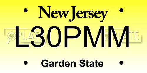 L30PMM New Jersey License Plate
