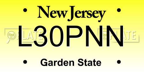 L30PNN New Jersey License Plate