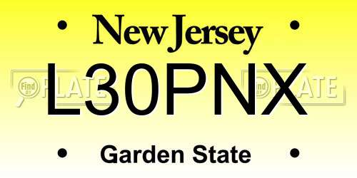 L30PNX New Jersey License Plate