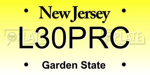 L30PRC New Jersey License Plate