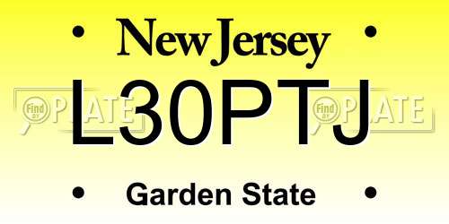 L30PTJ New Jersey License Plate