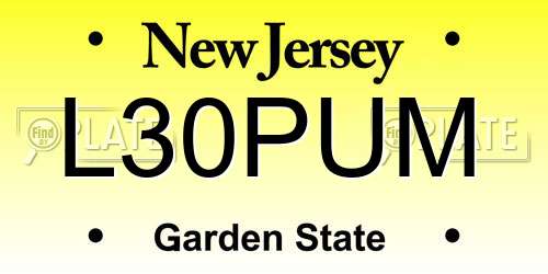 L30PUM New Jersey License Plate