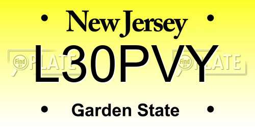 L30PVY New Jersey License Plate