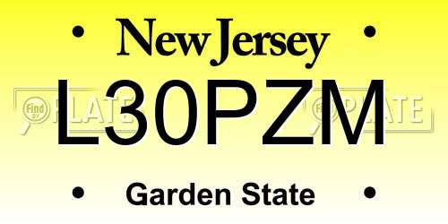 L30PZM New Jersey License Plate