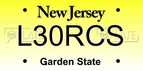 L30RCS New Jersey License Plate