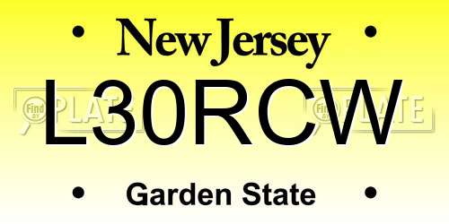 L30RCW New Jersey License Plate