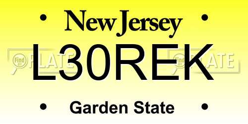 L30REK New Jersey License Plate