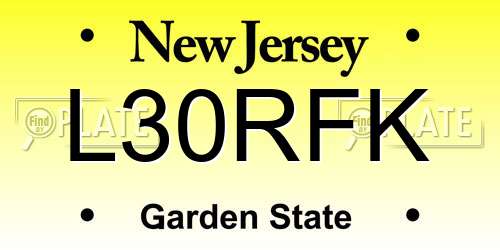 L30RFK New Jersey License Plate