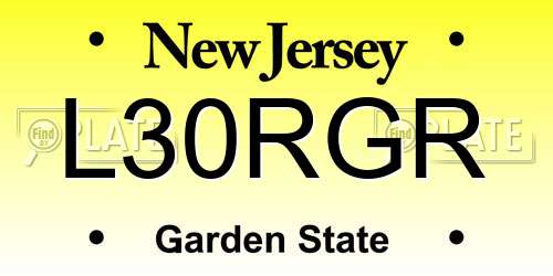 L30RGR New Jersey License Plate