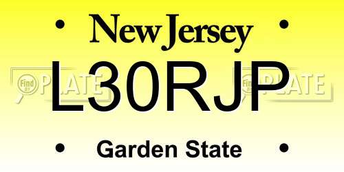 L30RJP New Jersey License Plate