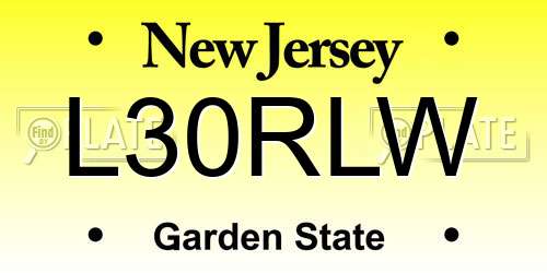 L30RLW New Jersey License Plate