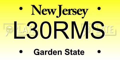 L30RMS New Jersey License Plate