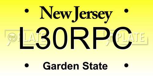 L30RPC New Jersey License Plate