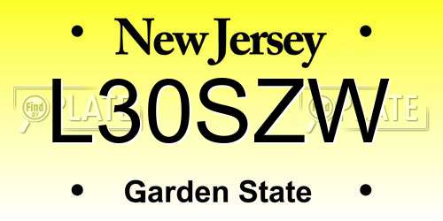 L30SZW New Jersey License Plate