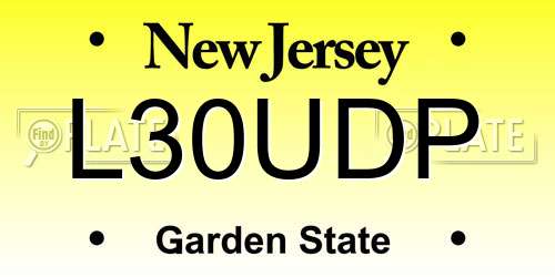 L30UDP New Jersey License Plate