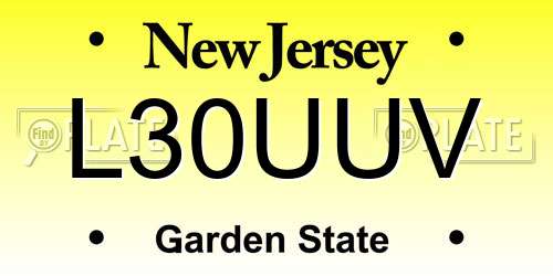 L30UUV New Jersey License Plate