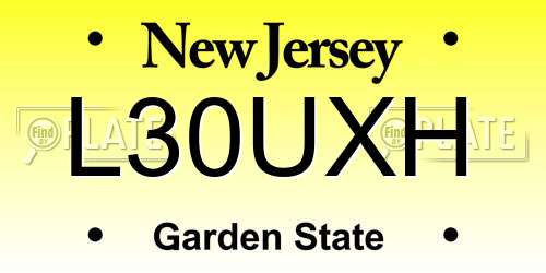 L30UXH New Jersey License Plate
