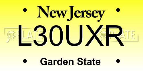 L30UXR New Jersey License Plate