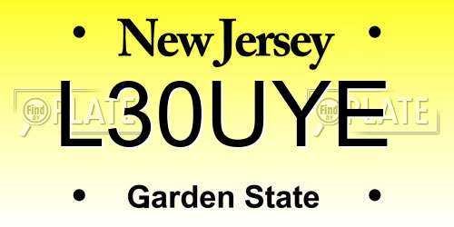 L30UYE New Jersey License Plate