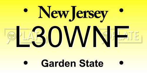 L30WNF New Jersey License Plate