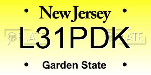 L31PDK New Jersey License Plate