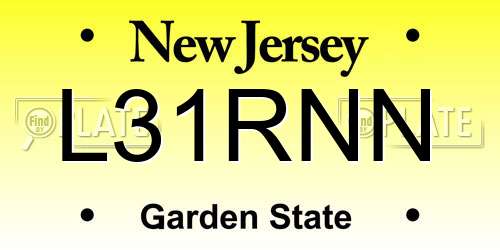 L31RNN New Jersey License Plate