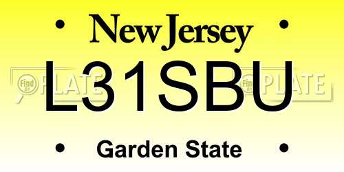 L31SBU New Jersey License Plate