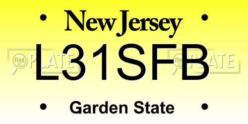 L31SFB New Jersey License Plate