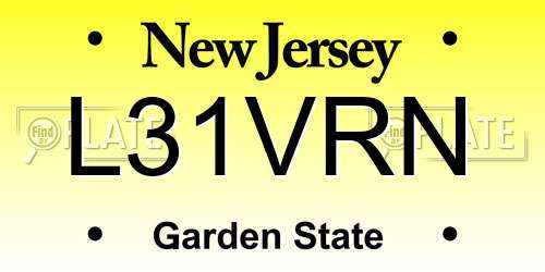 L31VRN New Jersey License Plate