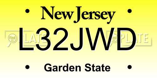 L32JWD New Jersey License Plate