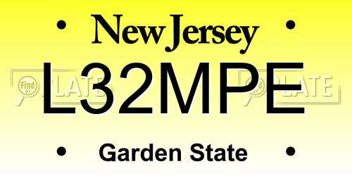L32MPE New Jersey License Plate