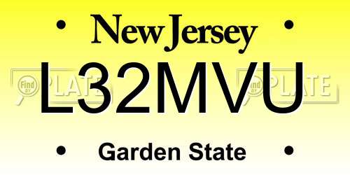 L32MVU New Jersey License Plate