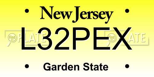 L32PEX New Jersey License Plate