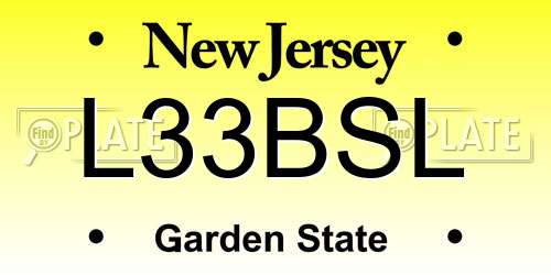 L33BSL New Jersey License Plate