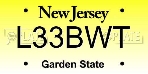 L33BWT New Jersey License Plate