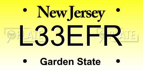 L33EFR New Jersey License Plate