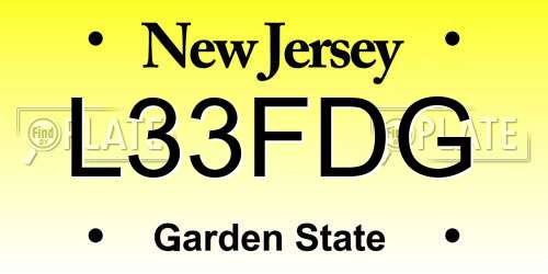 L33FDG New Jersey License Plate